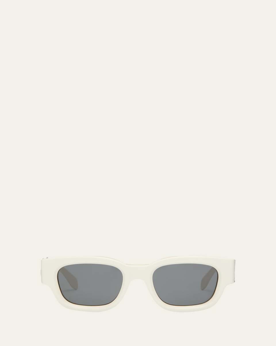 Posey White Acetate & Metal Square Sunglasses